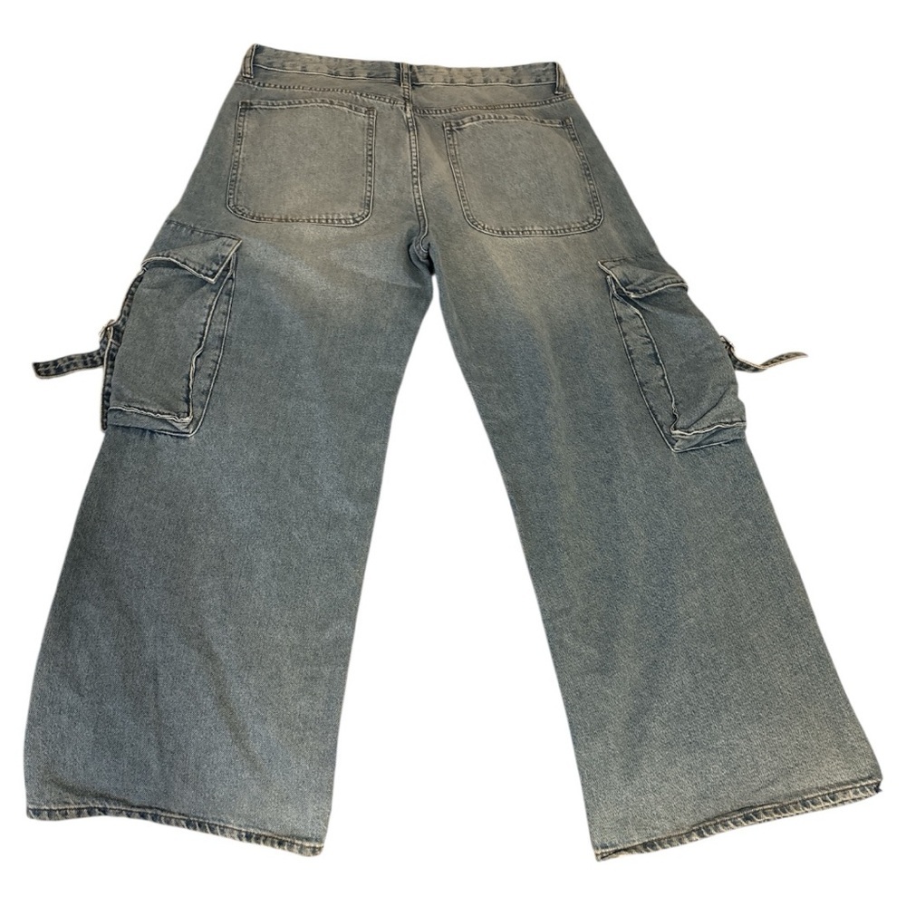 Blue Flare Wide Leg Jeans with Vintage Look - Picture 4 of 5
